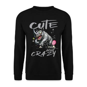 Motif drôle de bande dessinée de rhinocéros mignon mais fou - Sweat-shirt Unisexe - noir - Devant - Alina (178cm) & Michal (187cm)