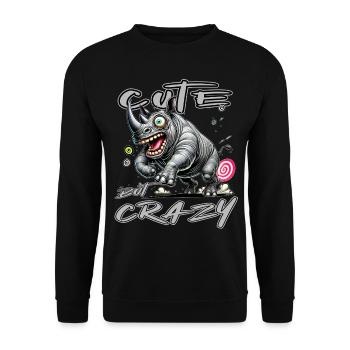 Motif drôle de bande dessinée de rhinocéros mignon mais fou - Sweat-shirt Unisexe - noir - Devant - Alina (178cm) & Michal (187cm)