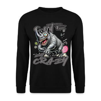 Cute but Crazy Rhino Comic Style Funny Motif - Unisex Sweatshirt - black - Front - Alina (178cm) & Michal (187cm)