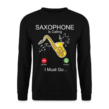 Saxophone Phone Display Saxophone - Unisex Pullover - Schwarz - Vorne - Alina (178cm) & Michal (187cm)