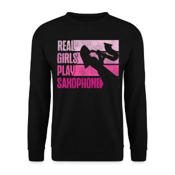 Saxophone Rétro Vintage Real Girls - Sweat-shirt Unisexe - noir - Devant - Alina (178cm) & Michal (187cm)