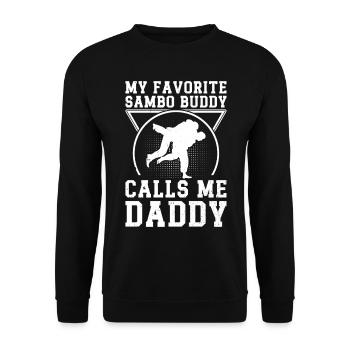 My Favorite Sambo Buddy calls Daddy Sambo Wrestler - Unisex Pullover - Schwarz - Vorne - Alina (178cm) & Michal (187cm)