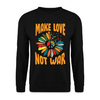 Make Love Not War Flower Power Hippie - Unisex Sweatshirt - black - Front - Alina (178cm) & Michal (187cm)