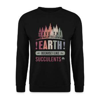 Save the Earth Umwelt Sukkulenten Earth Day - Unisex Pullover - Schwarz - Vorne - Alina (178cm) & Michal (187cm)