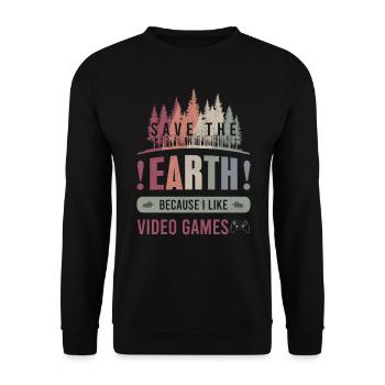 Sauvez la Terre Environnement Jeux Vidéo Jour de la Terre - Sweat-shirt Unisexe - noir - Devant - Alina (178cm) & Michal (187cm)