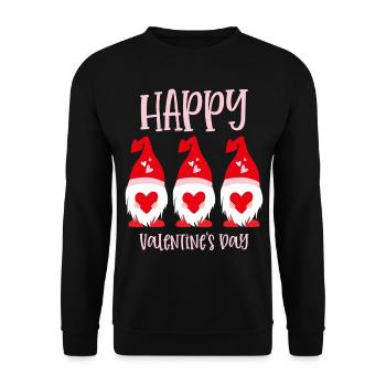 Gnome Happy Valentines Day - Unisex Pullover - Schwarz - Vorne - Alina (178cm) & Michal (187cm)