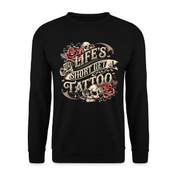 Tattoo Studio Tattoo Artist Tattoo Ideas - Unisex Sweatshirt - black - Front - Alina (178cm) & Michal (187cm)