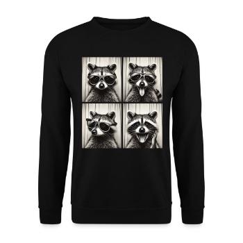 Photo booth raccoon with sunglasses - Unisex Sweatshirt - black - Front - Alina (178cm) & Michal (187cm)