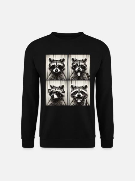 Fotobox Waschbär mit Sonnenbrille - Unisex Pullover - Schwarz