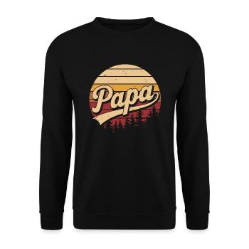 Papa Retro Sunset Logo - Unisex Pullover - Schwarz - Vorne - Alina (178cm) & Michal (187cm)