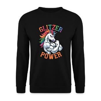 Glitter Power Licorne - Sweat-shirt Unisexe - noir - Devant - Alina (178cm) & Michal (187cm)