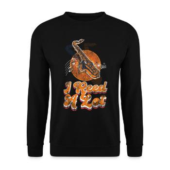 Saxophone Pun I Reed A Lot - Unisex Sweatshirt - black - Front - Alina (178cm) & Michal (187cm)