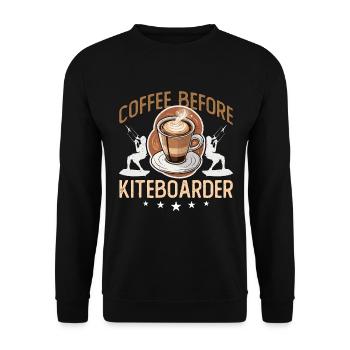 Kiteboarding Coffee Before Surfing Coffee Lover - Unisex Sweatshirt - black - Front - Alina (178cm) & Michal (187cm)