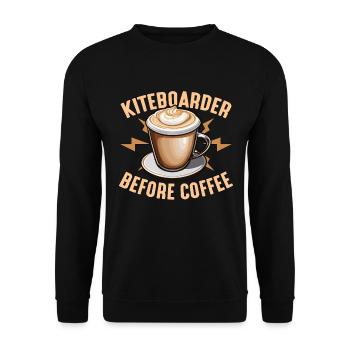 Kiteboarder Before Coffee Windsurfer Coffee Lover - Unisex Pullover - Schwarz - Vorne - Alina (178cm) & Michal (187cm)
