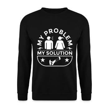 Kiteboarder My Problem My Solution Pictogram Mom - Unisex Pullover - Schwarz - Vorne - Alina (178cm) & Michal (187cm)