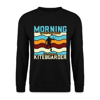 Kiteboarding Morning Is Not My Time I'm Windsurfer - Unisex Pullover - Schwarz - Vorne - Alina (178cm) & Michal (187cm)