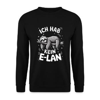 Ich hab kein E-lan Faultier - Unisex Pullover - Schwarz - Vorne - Alina (178cm) & Michal (187cm)