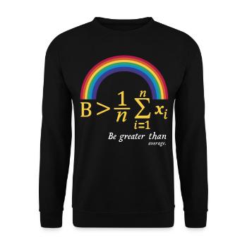 Mathe-Wortspiel – Sei größer als der Durchschnitt - Unisex Pullover - Schwarz - Vorne - Alina (178cm) & Michal (187cm)