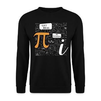 Realistisch werden vs. rational sein - Unisex Pullover - Schwarz - Vorne - Alina (178cm) & Michal (187cm)