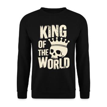 Skull and crossbones with crown King of the World - Unisex Sweatshirt - black - Front - Alina (178cm) & Michal (187cm)