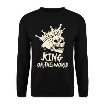 Skull and crossbones with crown King of the World - Unisex Sweatshirt - black - Front - Alina (178cm) & Michal (187cm)