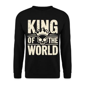Skull and crossbones with crown King of the World - Unisex Sweatshirt - black - Front - Alina (178cm) & Michal (187cm)
