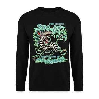Zèbre fou si tu me cherches Folie - Sweat-shirt Unisexe - noir - Devant - Alina (178cm) & Michal (187cm)
