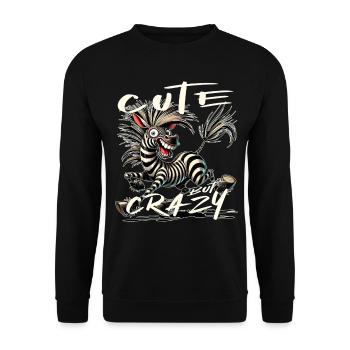 Mignon mais fou zèbre style bande dessinée Motif drôle - Sweat-shirt Unisexe - noir - Devant - Alina (178cm) & Michal (187cm)