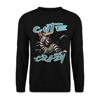 Mignon mais fou zèbre style bande dessinée Motif drôle - Sweat-shirt Unisexe - noir - Devant - Alina (178cm) & Michal (187cm)