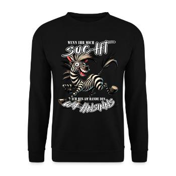 Zèbre fou si tu me cherches Folie - Sweat-shirt Unisexe - noir - Devant - Alina (178cm) & Michal (187cm)