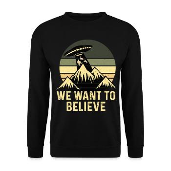 UFO-Bigfoot Nessie Einhorn - Unisex Pullover - Schwarz - Vorne - Alina (178cm) & Michal (187cm)