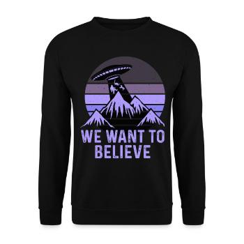 UFO-Bigfoot Nessie Einhorn - Unisex Pullover - Schwarz - Vorne - Alina (178cm) & Michal (187cm)