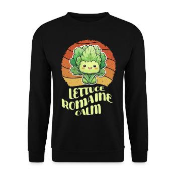 Salat Romaine Calm – Lustiger Salat - Unisex Pullover - Schwarz - Vorne - Alina (178cm) & Michal (187cm)