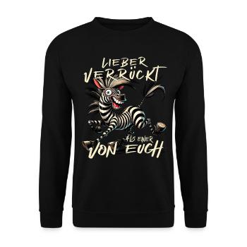 Zèbre fou Mieux fou qu’un de euc - Sweat-shirt Unisexe - noir - Devant - Alina (178cm) & Michal (187cm)