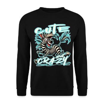 Mignon mais fou zèbre style bande dessinée Motif drôle - Sweat-shirt Unisexe - noir - Devant - Alina (178cm) & Michal (187cm)