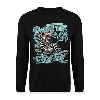 Mignon mais fou zèbre style bande dessinée Motif drôle - Sweat-shirt Unisexe - noir - Devant - Alina (178cm) & Michal (187cm)