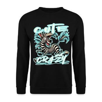 Mignon mais fou zèbre style bande dessinée Motif drôle - Sweat-shirt Unisexe - noir - Devant - Alina (178cm) & Michal (187cm)