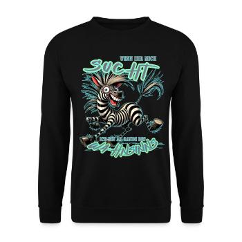 Verrücktes Zebra Wenn ihr mich sucht Wahnsinn - Unisex Pullover - Schwarz - Vorne - Alina (178cm) & Michal (187cm)
