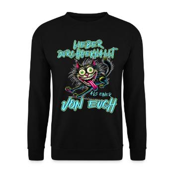 Chat fou Mieux vaut fou qu’un de - Sweat-shirt Unisexe - noir - Devant - Alina (178cm) & Michal (187cm)