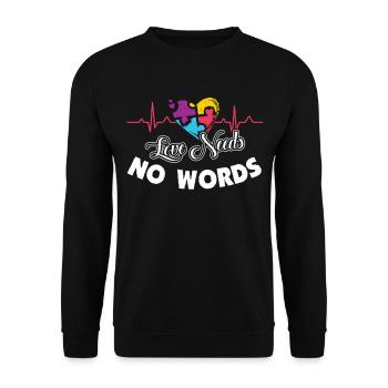 Autism Awareness Heartbeat Love Needs No Words - Unisex Sweatshirt - black - Front - Alina (178cm) & Michal (187cm)