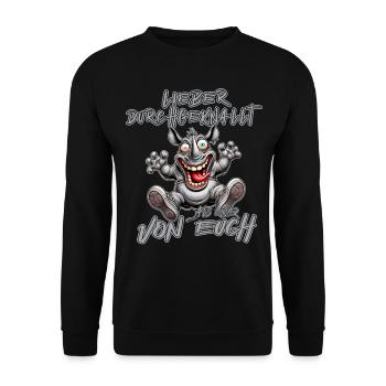 Nashorn Lieber durchgeknallt als einer von euch - Unisex Pullover - Schwarz - Vorne - Alina (178cm) & Michal (187cm)