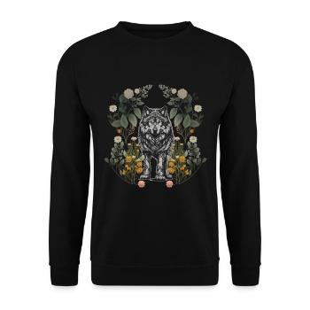 Wolf Wolves Nature - Unisex Sweatshirt - black - Front - Alina (178cm) & Michal (187cm)