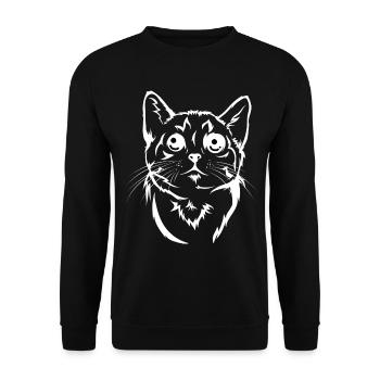 Chat de dessin animé drôle - Look fou - Sweat-shirt Unisexe - noir - Devant - Alina (178cm) & Michal (187cm)