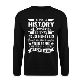 History Teacher History Teacher Is Easy - Unisex Sweatshirt - black - Front - Alina (178cm) & Michal (187cm)