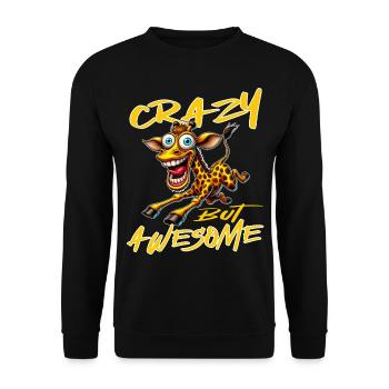 Crazy but Awesome Giraffe Comic Stil - Unisex Pullover - Schwarz - Vorne - Alina (178cm) & Michal (187cm)