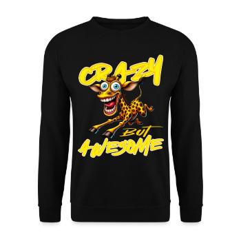 Crazy but Awesome Giraffe Comic Stil - Unisex Pullover - Schwarz - Vorne - Alina (178cm) & Michal (187cm)