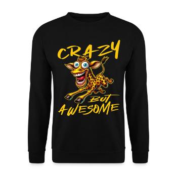 Crazy but Awesome Giraffe Comic Stil - Unisex Pullover - Schwarz - Vorne - Alina (178cm) & Michal (187cm)