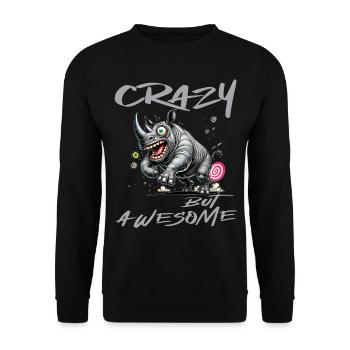 Crazy but Awesome Nashorn Comic Stil - Unisex Pullover - Schwarz - Vorne - Alina (178cm) & Michal (187cm)