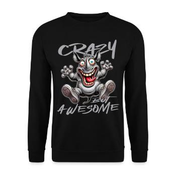 Crazy but Awesome Nashorn Comic Stil - Unisex Pullover - Schwarz - Vorne - Alina (178cm) & Michal (187cm)