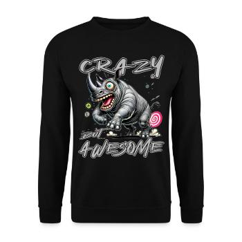 Crazy but Awesome Nashorn Comic Stil - Unisex Pullover - Schwarz - Vorne - Alina (178cm) & Michal (187cm)